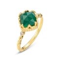wholesale S925 Silver New Japanese Retro Style Green Agate Lace Ring for Women, Palace Muslim Green-0-5