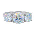 wholesale 18k White Gold Plated S925 Sterling Silver Luxury and Elegant Three Moissanite Diamond Women's Ring Trendy Factory Direct-0-4