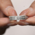 S925 Sterling Silver Hip-Hop 3-Row Ring with Moissanite for Women-0-0