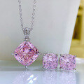 wholesale 925 Silver MoJing Jewelry New 14*14 Cushion Pink 21ct High Carbon Diamond Pendant Women's Collarbone Necklace-0-3