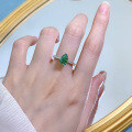 wholesale S925 Silver New Drop 6*9 Green Diamond Pear-Shaped Ring for Women,Ins Style Fashion Versatile-0-3