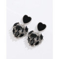 wholesale 925 Sterling Silver Black Heart Diamond Stud Earrings, Minimalist Small Design, Popular Ear Pins, Light Luxury High-End Earrings-0-1