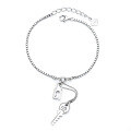 wholesale S925 Sterling Silver Korean Dongdaemun Box Chain Key Lock Pendant Necklace, Stylish and Versatile for Women-0-4