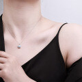 Metal Silver Square Micro-Set Bezel Necklace Moissanite Women's Choker 1 Carat Factory Direct-0-2