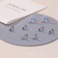 wholesale 925 Sterling Silver Blue Iris Flower Stud Earrings-0-1