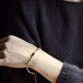 wholesale 18k gold-plated sterling silver natural emerald bamboo bracelet, elegant and stylish minimalist bangle-0-4