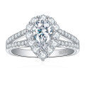 wholesale 18K Gold Plated S925 Sterling Silver 1-Carat Pear-Shaped Moissanite Ring for Women, Full Moissanite Diamond Ring-0-4