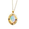 wholesale S925 Sterling Silver Red Elk Full Body Opal Retro French Luxury Pendant Necklace, Versatile for Daily Wear-0-4