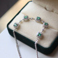 wholesale S925 sterling silver plated with 18k gold minimalist luxury natural emerald bracelet for women live stream supply-0-1