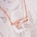 wholesale 18K rose gold and 9K gold asymmetrical diamond line necklace for women, perfect for fashionable commutes and as a gift for your girlfriend-0-2