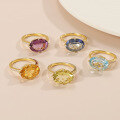 wholesale S925 Sterling Silver, Ins Style Candy Color Ring Live Broadcast Large Carat Colored Gemstone Natural Topaz Crystal Ring-0-0