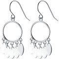 wholesale S925 Sterling Silver Earrings for Women, Japanese and Korean Style Minimalist Geometric Shapes, Circle Leaf Tassel Earrings G0681-0-4