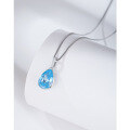 wholesale 925 Sterling Silver Teardrop Aqua Zircon Necklace for Women, Fashion Minimalist Unique High-End Pendant Collarbone Chain Necklace-0-1