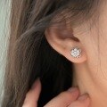 wholesale Sterling Silver S999 Camellia Stud Earrings for Women, Minimalist Niche Luxury Inlaid Floral Earrings, High-End Fashionable Ear Accessories-0-4