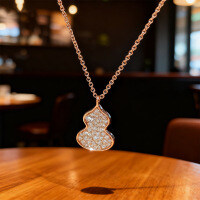925 Silver 18K White Gold Rose Gold Moissanite Diamond Pendant Necklace-Rose gold gourd necklace  Moissanite