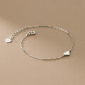 wholesale S925 Sterling Silver Mini Smooth Heart-shaped Simple Live Streaming Source Bracelet S5086-0-0