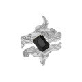 wholesale S925 Sterling Silver Original Niche Design Minimalist Irregular Textured Inlaid Zirconium Crystal Open Ring for Women-0-7