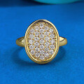wholesale S925 sterling silver gold-plated vintage style oval full pave diamond ring, advanced and versatile luxury-0-5