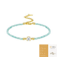 S925 Silver Gold Fashion Exquisite Moissanite Bracelet Hand Jewelry-50-point moissanite + 4-point colored zircon (with GRA certificate)  925 silver (16+5cm)