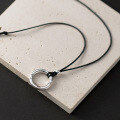 wholesale S925 metal elegant vintage style exquisite minimalist design Fu character safety pendant necklace Y0147-0-2