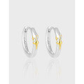 wholesale S925 Sterling Silver Geometric Circular Star Design Two-Tone Plated Minimalist Elegant Ear Clips for Women-0-0