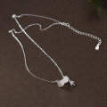 wholesale S925 Silver Literary Retro Niche Design Exquisite Diamond-Inlaid Chalcedony Bamboo Leaf Necklace Y01949-0-4