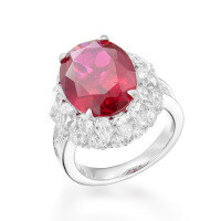 wholesale 925 Silver Gold-Plated Ring with High-Carbon Diamond and GRC Lab-Grown Ruby, Collector's Auction Jewelry, Luxury Women's Ring-GRC-cultivated rubies  130 catties (US size 8) (HK size 16-17, EU size 57) Ring length: approximately 57 mm