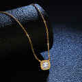 S925 Sterling Silver Princess-Cut Moissanite Full Diamond Square Necklace-0-2