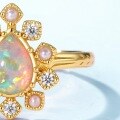 wholesale 10K Gold Plated Sterling Silver Women's Vintage Style Opal Ring, Japanese and Korean Light Luxury Jewelry Fashion Trend Wholesale-0-4