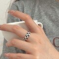 wholesale S925 Sterling Silver Enamel Woven Open Ring for Women, Korean Minimalist Design, High-End Fashionable and Unique Band-0-2