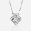S925 Silver Dainty Four-Leaf Clover Pendant Necklace with Moissanite-0-3