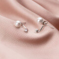 wholesale S925 Sterling Silver Rear Hook Earrings for Women, Sweet Shell Pearl Synthetic Pearl Earrings for Women, Single Diamond Jewelry G3061-0-2