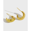 wholesale S925 Sterling Silver Gold Plated Minimalist Concave-Convex Smooth Surface Small Earrings for Women-0-0