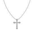 wholesale S925 sterling silver Nordic wedding-style necklace for women, featuring a delicate cross pendant with round zirconia inlay, designed as an elegant collarbone chain-0-4