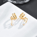 wholesale K Gold Plated, Dunli New Ins Style Luxury Pearl Earrings Meteorite Ear Clips Wholesale from Manufacturer-0-0