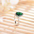 wholesale 925 Sterling Silver Women's Teardrop 3-Carat Lab-Grown Emerald with Moissanite Ring Jewelry Cross-Border Supply-0-3