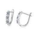 wholesale S925 Sterling Silver Cross-Border Moissanite Row Diamond Ear Hoops, Japanese and Korean Single Row Diamond Ear Clasps, Small, Minimalist, and Versatile Earrings-0-4