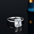S925 Silver 4ct Emerald-Cut Moissanite Ring Women's Luxury Prong-Set-0-2
