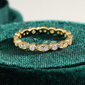S925 Silver 18K Gold Plated Moissanite Eternity Band Ring-0-4