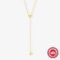 wholesale S925 Sterling Silver Classic Round Diamond Pendant Y-Necklace with Tassel,INS-0-0