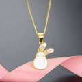 wholesale 925 Sterling Silver Cross-Border Creative Cartoon Bunny Necklace for Women, Super Cute Animal Enamel Pendant Drop-0-0
