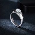 wholesale Plated in 18k Silver, Classic and Minimalist 1 Carat Moissanite Unisex Wedding Ring for Valentine's Gift-0-2