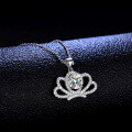 925 Sterling Silver 1-Carat Moissanite Princess Crown Pendant Necklace-0-0