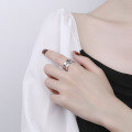 wholesale S925 Sterling Silver Retro Vintage Letter T Creative Braided Pattern Punk Style Open Ring-0-2