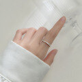 wholesale S925 Sterling Silver Minimalist Open Ring for Women with Linear Diamond Inlay-0-1