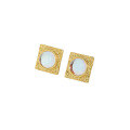 wholesale S925 Sterling Silver 442 Korean Version Ins Small and Minimalist Design Geometric Micro-Set Moonstone Textured Versatile Stud Earrings for Women-0-5