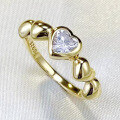 wholesale S925 silver gold-plated heart-shaped stack ring, trendy jewelry romantic series ring for women-0-1
