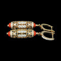 wholesale Metal: 925 Silver Gold Plated High Carbon Diamond Setting Enamel Art Deco Coral Earrings for Women-0-3