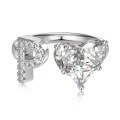 wholesale S925 Sterling Silver European and American Cross-Border Women's Ring with Personalized Letters, Heart, Zircon Inlaid, Adjustable Opening Silver Jewelry for Women-0-19