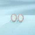wholesale 925 Sterling Silver Opal Stud Earrings for Women, European and American Cross-Border Autumn and Winter Luxury High-End Oval Opal Earrings-0-3